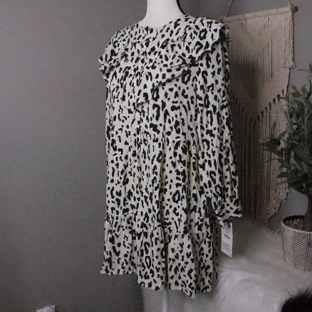 Zara | NWT Leopard Print Ruffled Mini Dress Medium‎